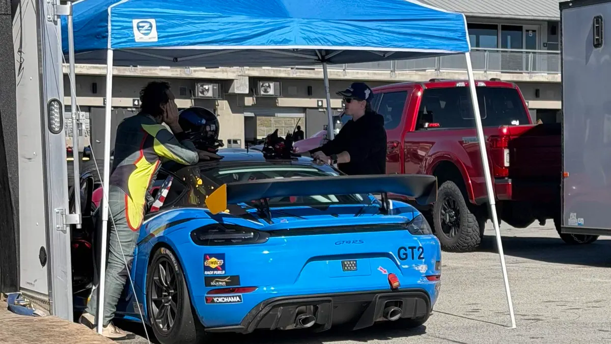 Track-day car prepared in the Laguna Seca paddock