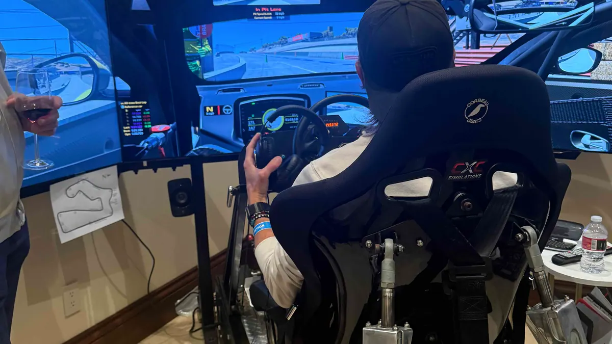 David Hodge Jr training in a driving simulator