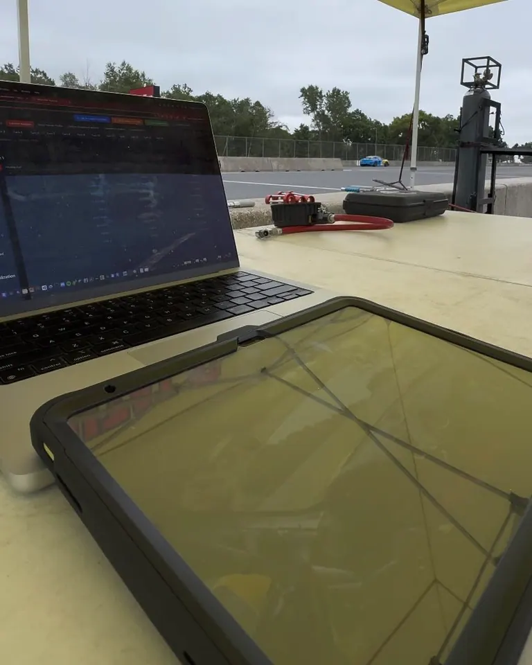 Laptop and tablet used for trackside telemetry analysis