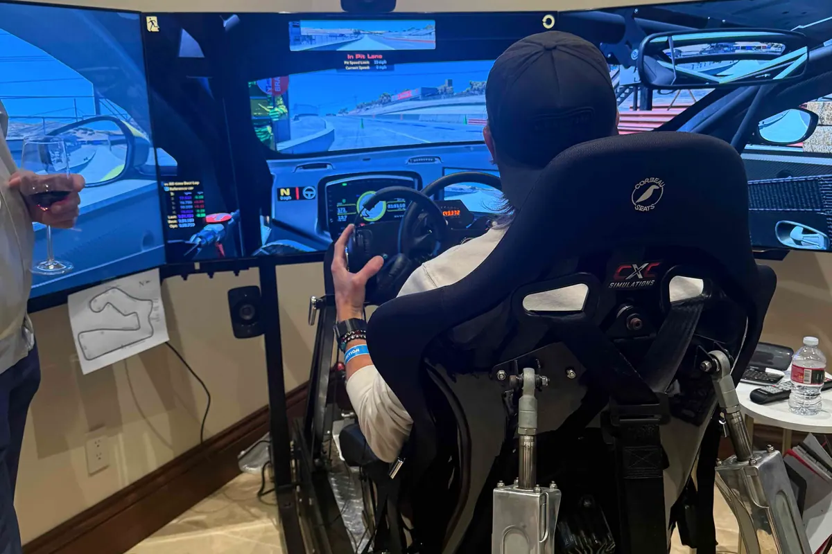 Driver training in a professional racing simulator with coaching support